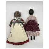 2 Black Americana Dolls Mammy , Soft Printed