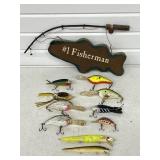FISHING LURES SOME VINTAGE TACKLE W/ #1 FISHERMAN