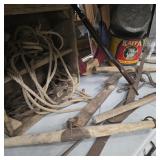 Primitive Decor w/ Horseshoes, Scale, & Saw, & Gun