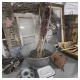Lot of Rustic Decor w/ Wreath, Window, & Canes