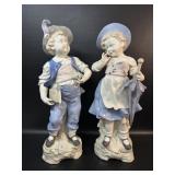 Vintage Porcelain Large Figurines - Boy & Girl
