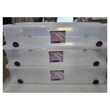 3- STERILITE 60 QT. WHEELED LIDDED UNDER BED