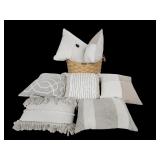 Large LL Bean Basket & Decorative Throw Pillows