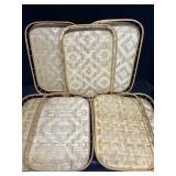 7 RATTON BAMBOO SERVING TRAYS. DAMAGE IN PHOTOS