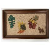 Vintage MCM Pebble Art Autumn Leaves Rock Art