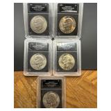 5 BRILLIANT UNCIRCULATED EISENHOWER DOLLAR COINS