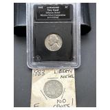 1883 LIBERTY HEAD V NICKEL & 1942 JEFFERSON