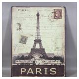 PARIS HEAVIER METAL SIGN 11" X 13" EIFFEL TOWER.