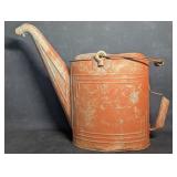 Large Galvanized w/ Red Paint Watering Can,
