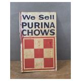 Old Metagl Purina Chows Feed Sign Dbl Sided