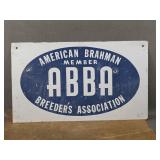 Vtg ABBA American Brahman Breeders Assoc Sign