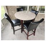Bar Height Marble Top Table W 4 Chairs