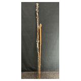 2 WOOD LIMB WALKING STICKS