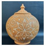 Mexican Clay Decorative Pot w/ Lid