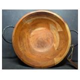 Rustic Wood Bowl, Metal Handles