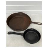 2 CAST IRON SKILLETS VINTAGE NO. 8 LODGE & 6 IN.