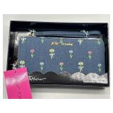New Betsey Johnson Blue Denim Flowers Wallet
