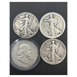 3 SILVER WALKING LIBERTY HALF DOLLARS AND