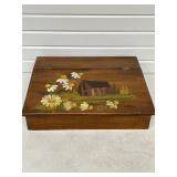 VINTAGE WOODEN SLANTED LAP DESK WRITERS BOX FELT