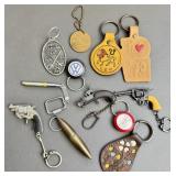 Vintage Key FOB/ Key Rings Leather/ Metal/ Pistol