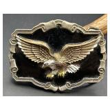 VINTAGE EAGLE BELT BUCKLE SOLID FINE PEWTER BY