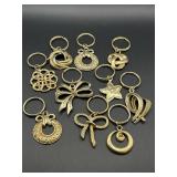 10 GOLD TONED KEY CHAINS