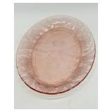 VINTAGE PINK DEPRESSION GLASS OVAL TRAY BY