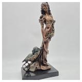 13" Resin Statuette of a Lady & Dog