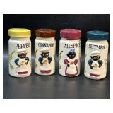 4 Vintage Black Americana Spice Bottles Pepper