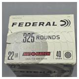 NIB 325 ROUNDS FEDERAL 22 LONG RIFLE AMMUNITION