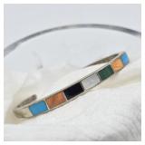 STERLING SILVER MULTI STONE CUFF BRACELET TJ