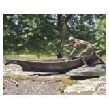 Stylized Austrian Bronze Native American w/ Canoe