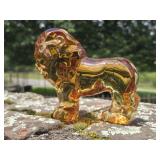 Amber Art Glass Lion by Val St. Lambert - DeSores