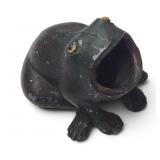 Antique FROGGIE 3" Cast Metal Ashtray Frog Figure