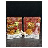 2 VINTAGE ENESCO CERAMIC GARFIELD FIGURES,