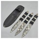 SET OF 3 SKULL THROWING KNIVES 8"