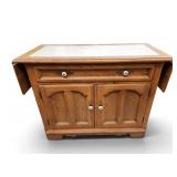 Thomasvill Rustic Oak Server With Stone Inlay