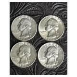 4 SILVER 1964 QUARTERS