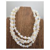 Antique Rare Milk Glass Beads Necklace Ca 1920