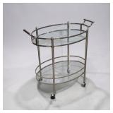 Vintage Stainless Steel Framed Tea Cart