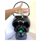 Halloween Big Ceramic Skull Lantern w Swirling