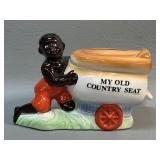 Black Americana Coin Bank Toilet Shaped Cart My