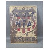 Old MFA Insurance Metal Sign