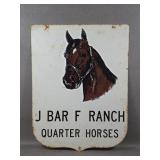 Old J Barr F Quarter Horse Ranch Metal Sign