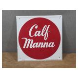 Vtg Calf Manna Feed Metal Sign