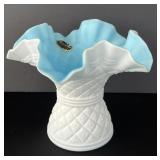 Kanawha Diamond Dot Corset Vase Frosted Glass