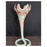 VINTAGE HAND BLOWN ART GLASS TULIP TRUMPET VASE
