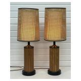 Pair Mid Century Gruvwood Table Lamps With