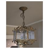 Vintage Glass Panel Hanging Light w/ Etching TM