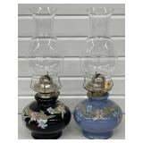 PAIR OF FLORAL OIL LAMPS